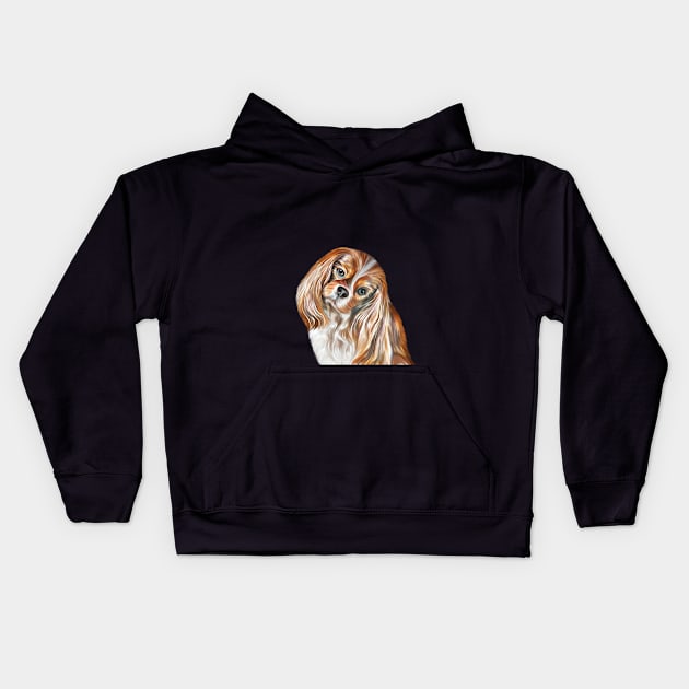 Drawing Dog Cavalier King Charles Spaniel Kids Hoodie by Bonidog